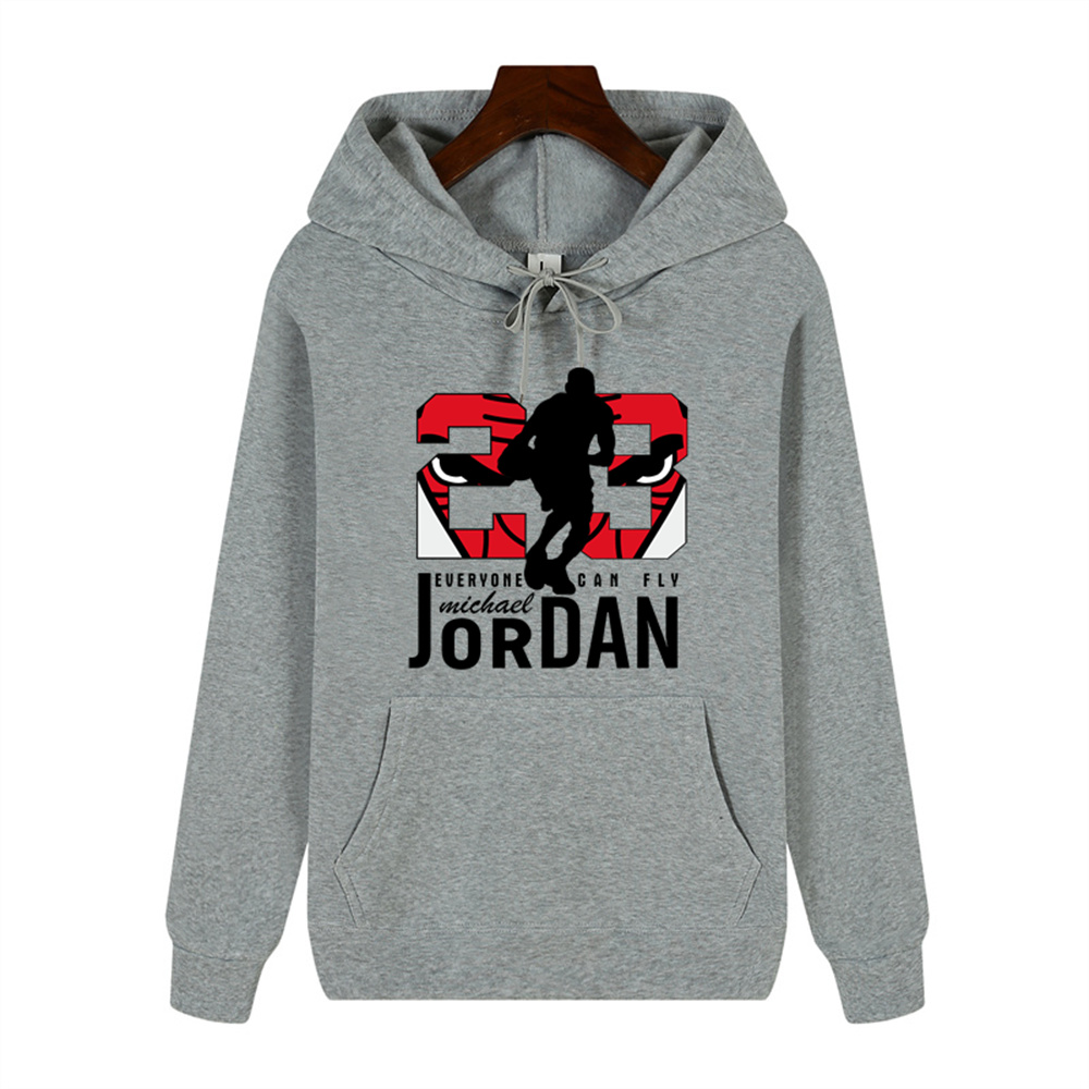 Autumn and winter comfortable soft velvet creative play basketball printed men's high quality casual warm street hoodie