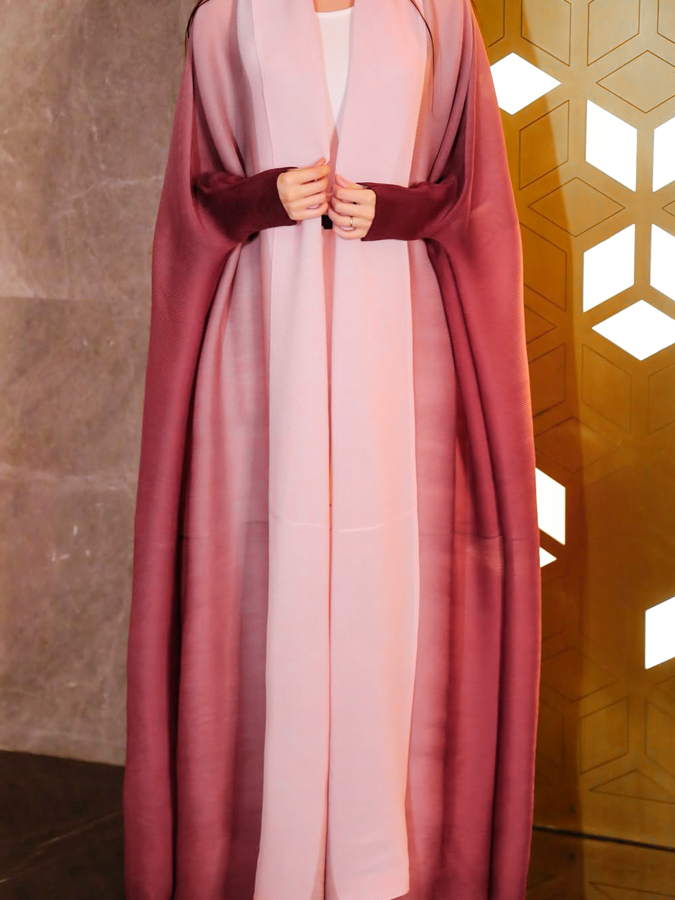 Women's Outerwear & Coats Middle Eastern gradient printed pleated robe Coats