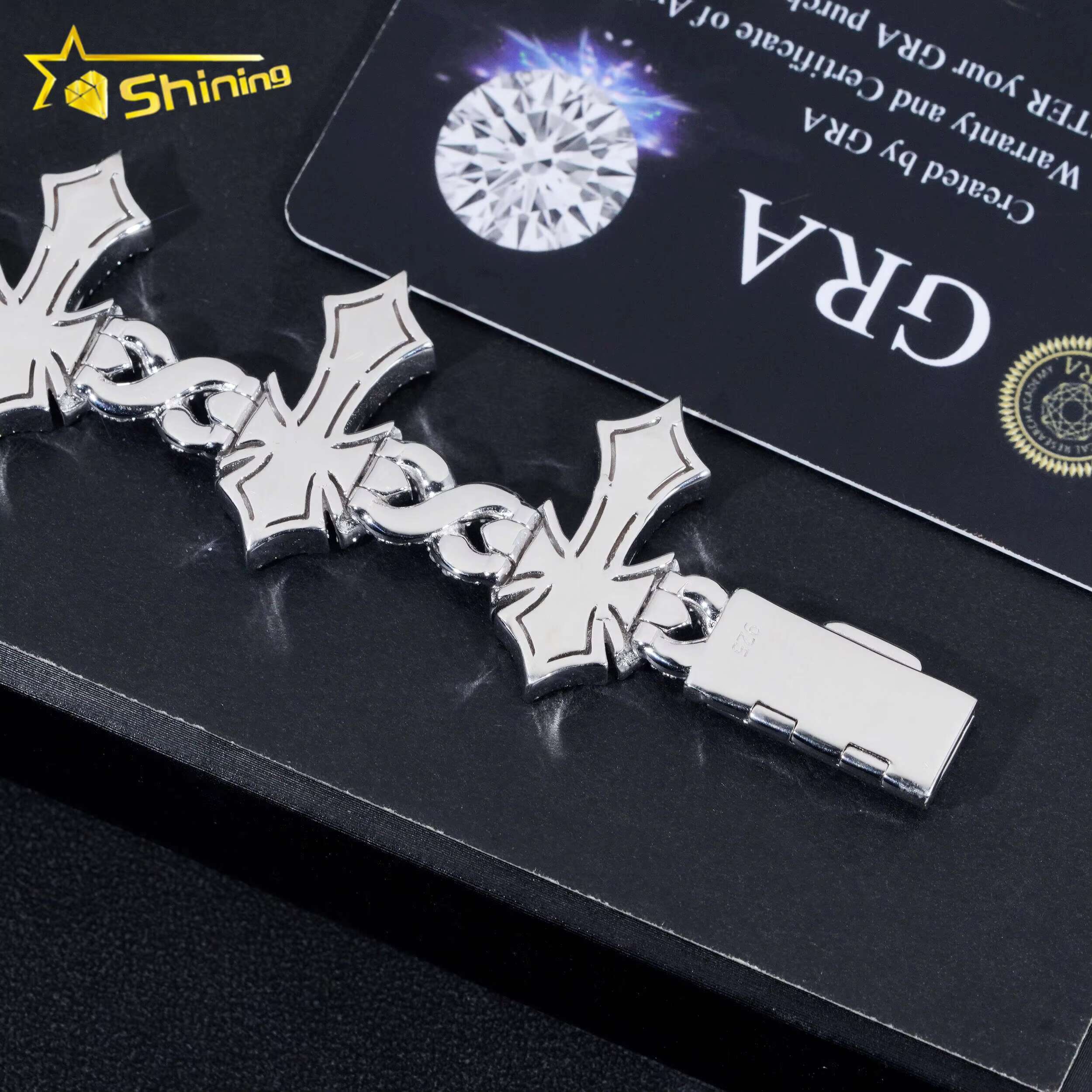 High-end Hip Hop Style Cross Infinity 925 Sterling Silver VVS Moissanite Cuban Link Bracelet