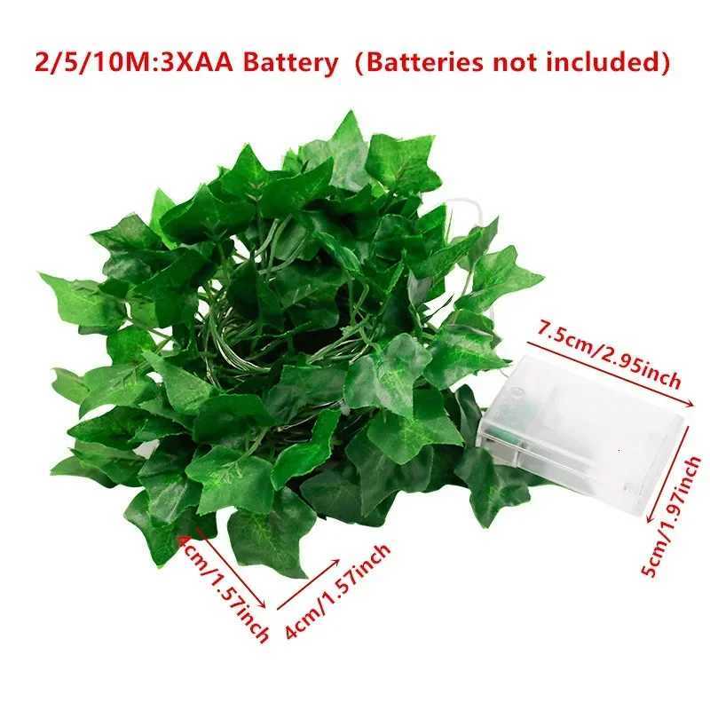 2/5/10m Ivy Fake Vines Artificial Ivy String Light Leaf Wall Leaves for Room Garden Wedding Wall Decoration Battery Powered XJ250710