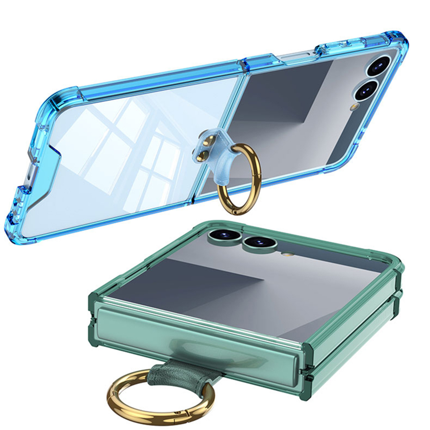gkk Compatible with Z Flip 7 Case Transparent Airbag Ring Integrated Simple Trendy Foldable Full Coverage 250711