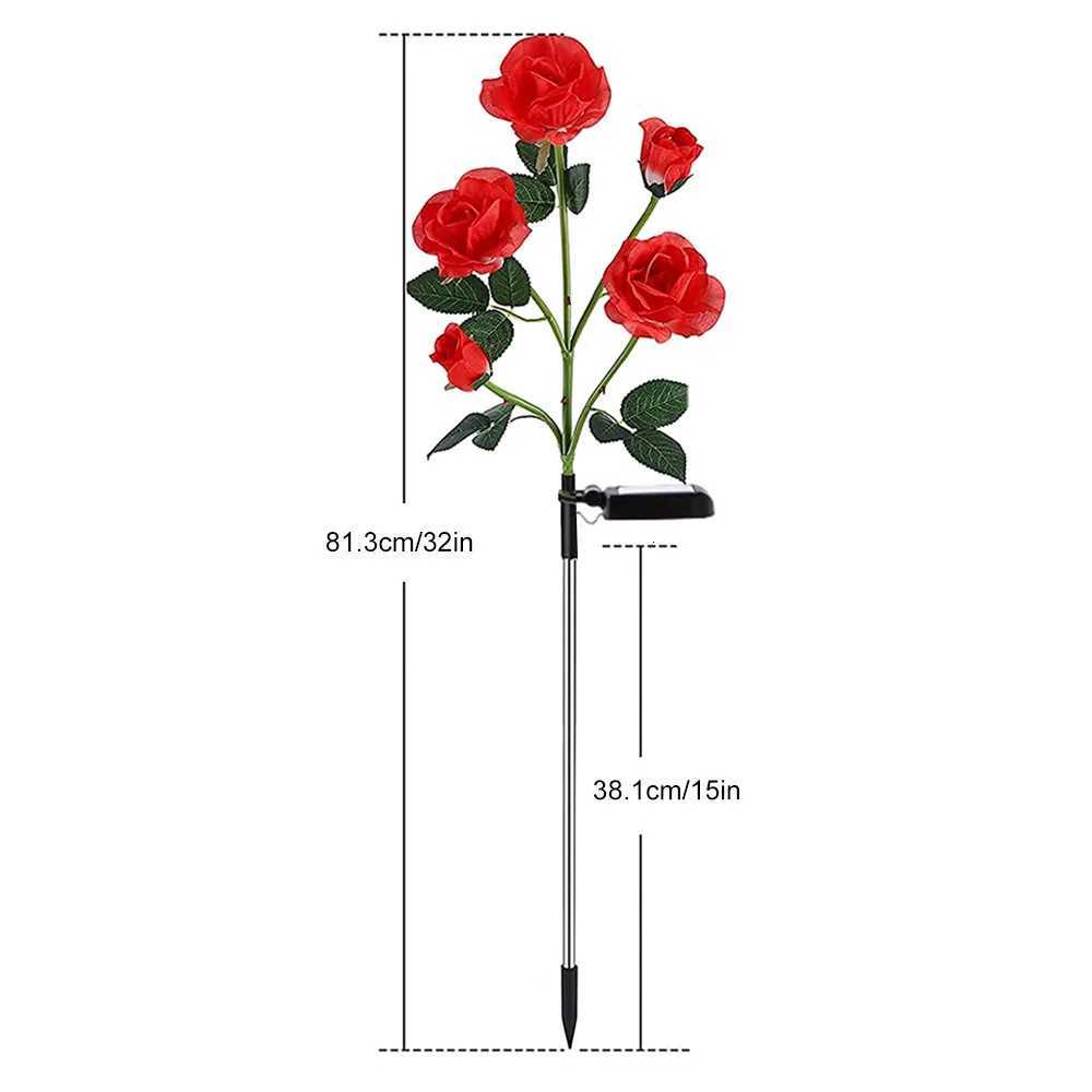 5 Heads Solar Lights Outdoor Decorative Solar Garden Lights Rose Flower Lawn Lamp for Yard Patio Garden Decor XJ250710