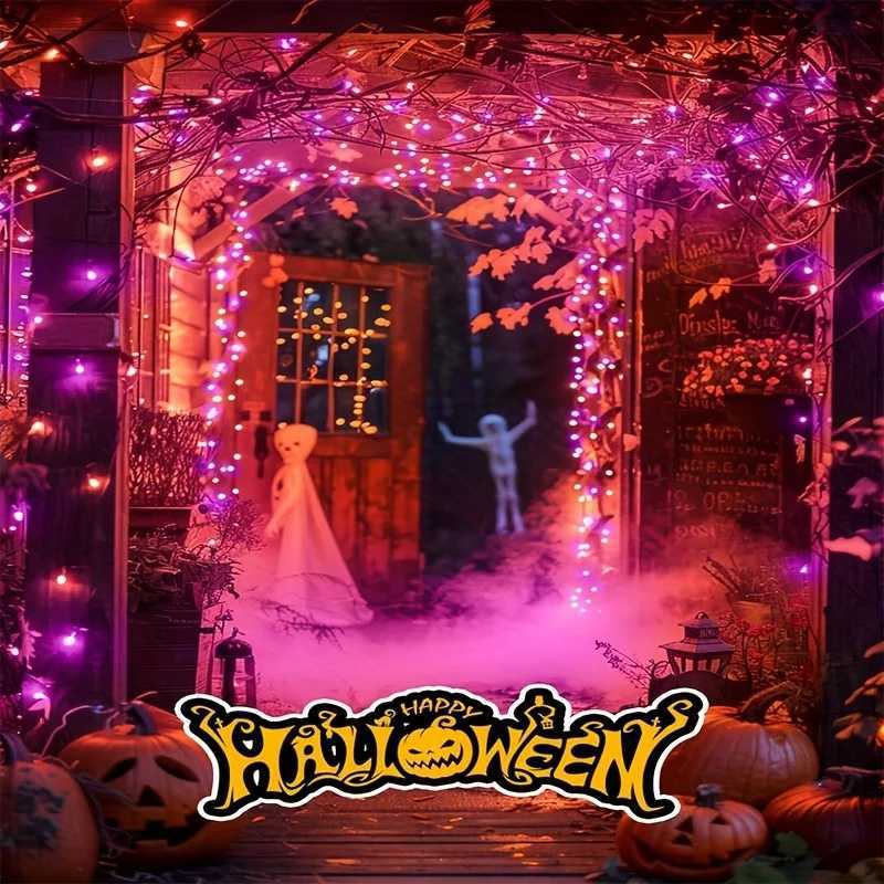 Solar Copper String LightsOrange Purple Halloween Lights8 Modes Outdoor TwinkleDIY Party DecorEnergy EfficientXJ250710