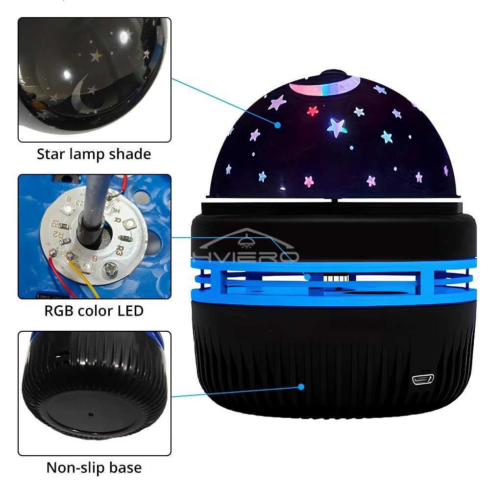 Starry Night Light Projector USB Table Lamps Gaming Room Home Theater Ceiling Wedding Decoration Halloween Rotates AutomaticallyXJ250710