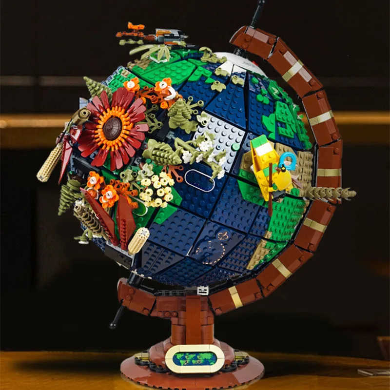 New product 2585PCS creative globe map model building block technology MOC building block creative assembly childrens toy birth M250711