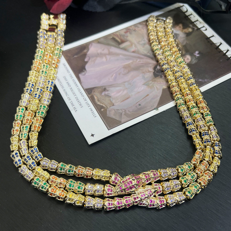 Three-Layer Snake Fine Jewelry Set High-End Snake Necklace Bracelet Earrings 250711