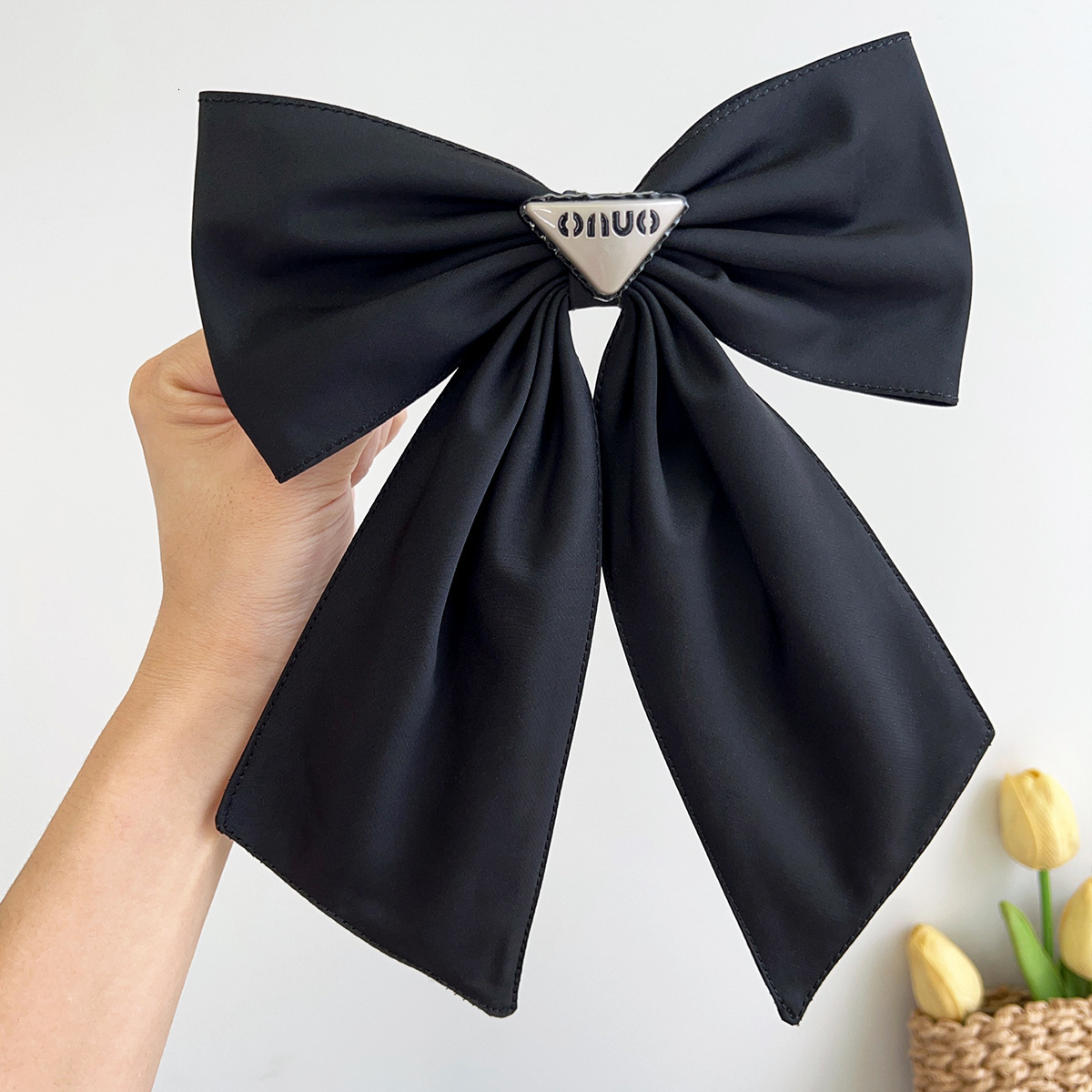 Korean Heavy Industry Hair Clip for Women Black Big Bow Hair Accessory for the Back of the Head Elegant and Graceful Spring Clip Hair Ornament 250711