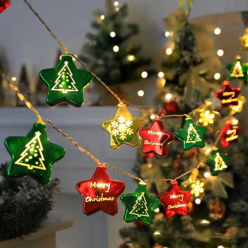 1/3M Christmas Decorative Lights String Christmas Balls Stars Garland Battery-operated Garland Xmas Tree New Year Home Decor XJ250710