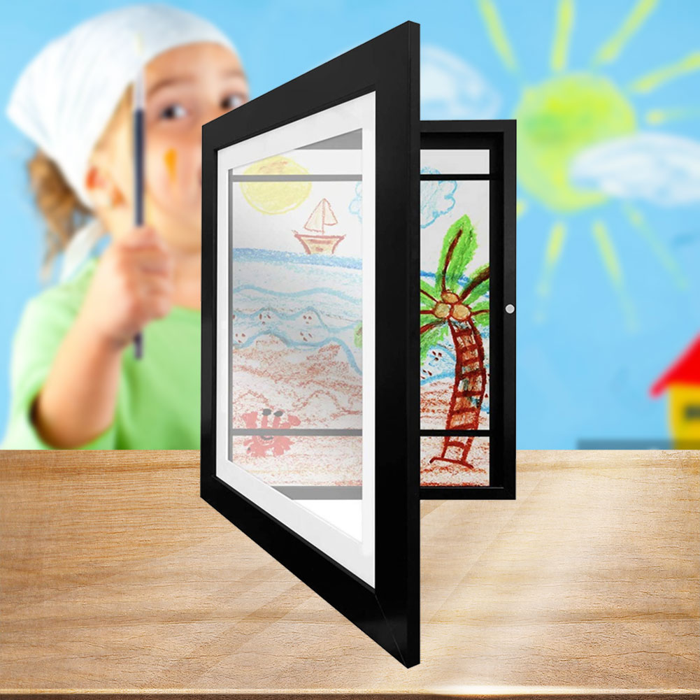 2/1Pcs Children's Drawing Picture Photos Front Open Wooden Kids Art Frames 5.9x4.3 Inner Wall Pictures Frame H260306
