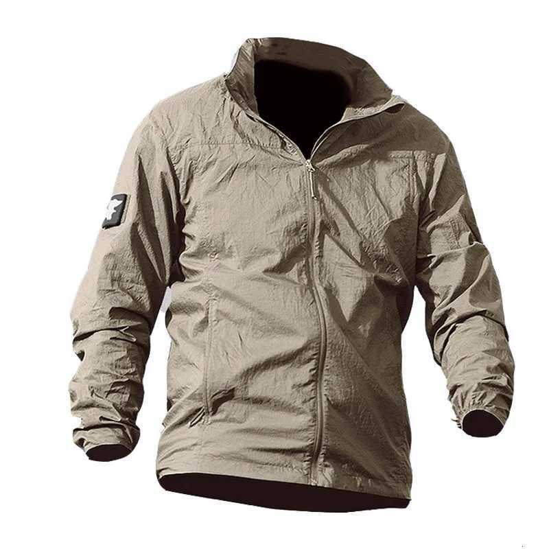 Summer Jacket Men Thin Hooded Raincoat Tactical Breathable Quick Dry Lightweight Hiking Jacket Waterproof Clothing W250711
