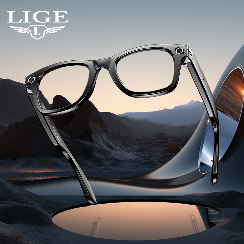 LIGE Sports smart glasses AI translation glasses Anti-blue light glasses, wireless call music control audio glasses IP67 waterproof camera and video g