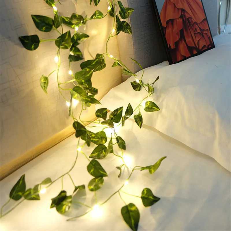 Flower Green Leaf String Lights Artificial Vine Fairy Lights Battery Powered Christmas Tree Garland Light for Wedding Home Decor XJ250710