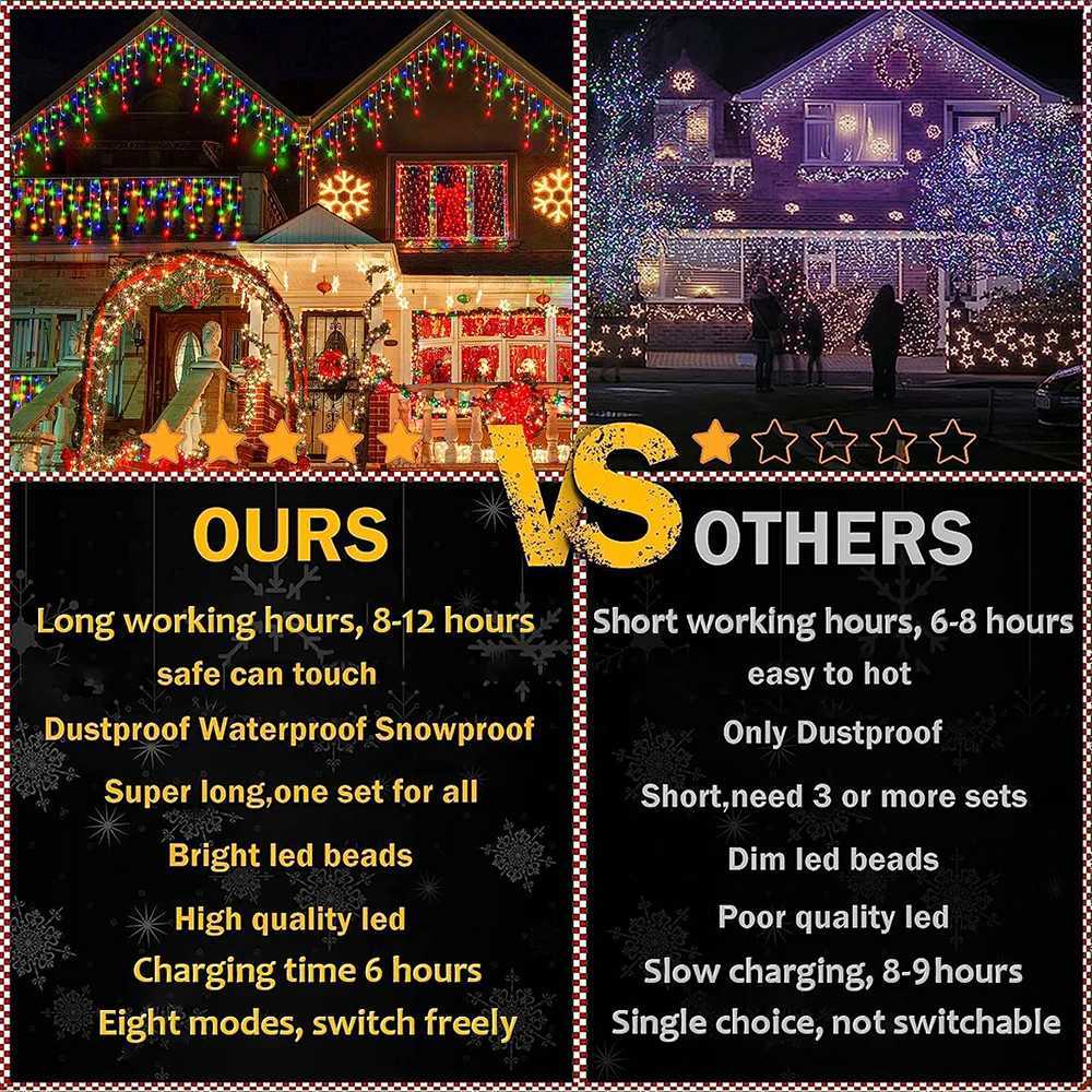 Solar Street Garden Decoration Garland Solar Curtain Icicle Light Outdoor LED String Lights 3.5m/7.5m Waterproof Curtain Light XJ250710