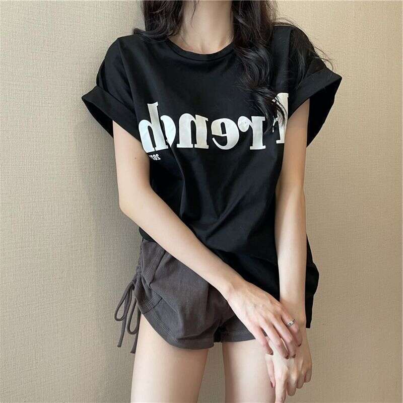New Trendy Ins Super Popular Slimming Off-Shoulder Sweet Cool Short Sleeve T-Shirt Loose Women's Summer Student Top Fashion B5