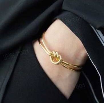 Stainless Steel Metal Knot Open Cuff Bracelet Bangle PVD Plated for Women Water Resistant Minimalist Jewelry 250711