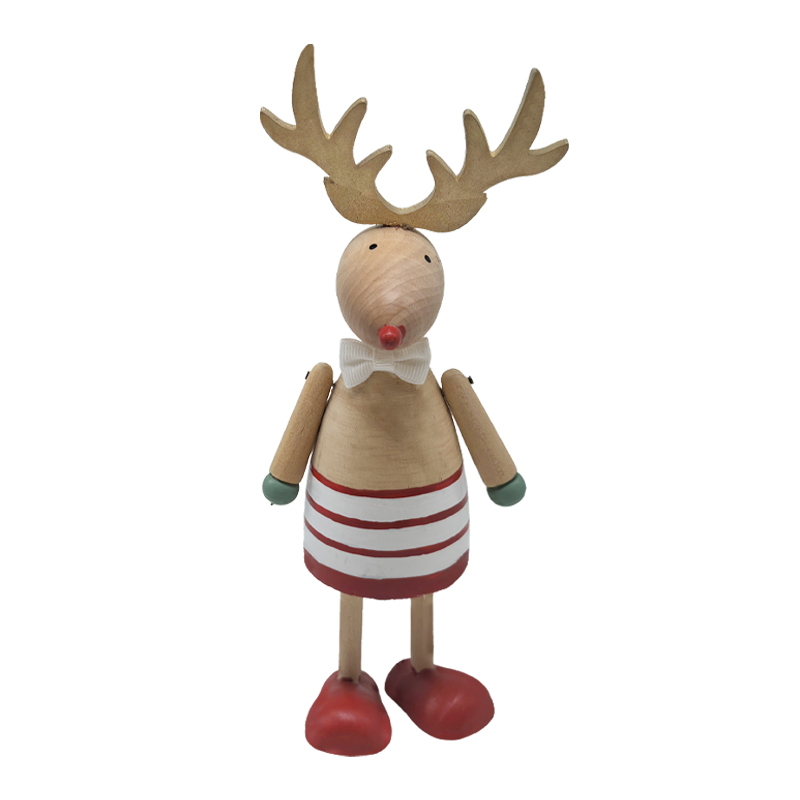 Scandinavian Style Handmade Woodcarved Reindeer Decorative Sculpture