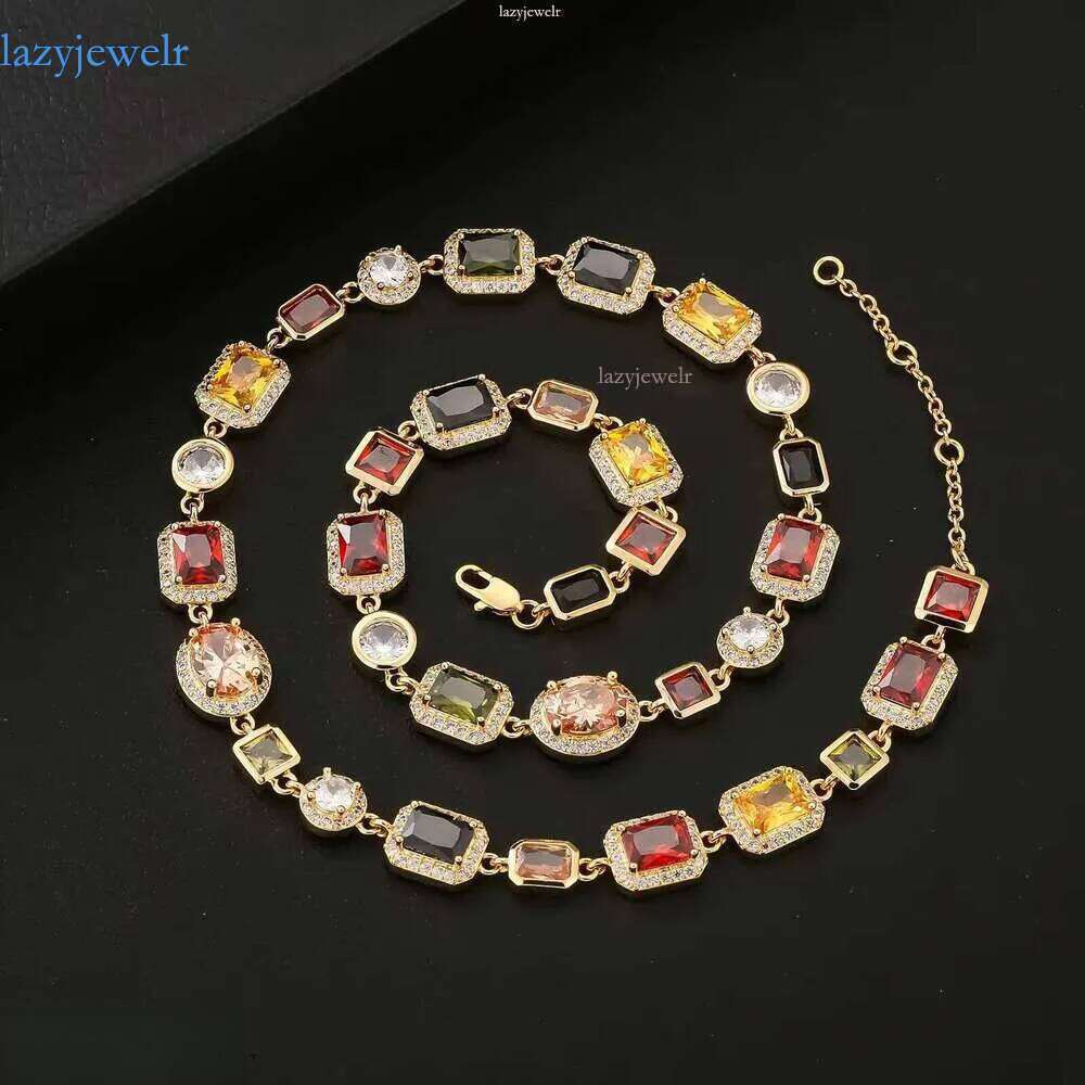 multi light color gemstone beaded necklace rainbow motley choker women jewelry moissanite tennis gold colorful gem stone men chain gift