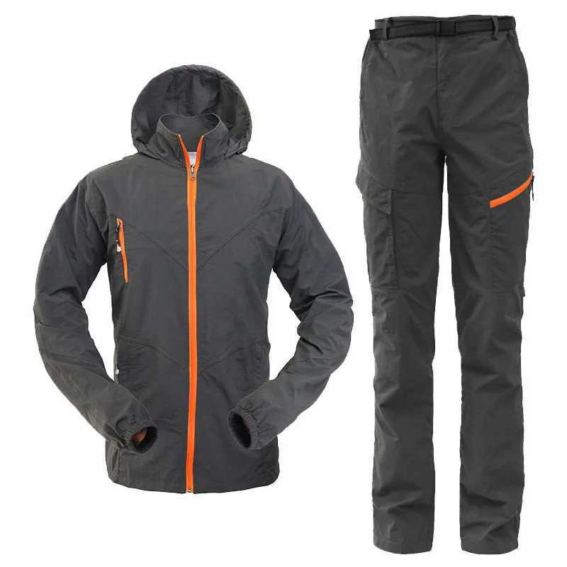 Camping Hiking Clothing Set Outdoor Sport Men Women Summer Sportswear Suit Hooded Jackets Pants Quick Dry Breathable Set ST0 W250711