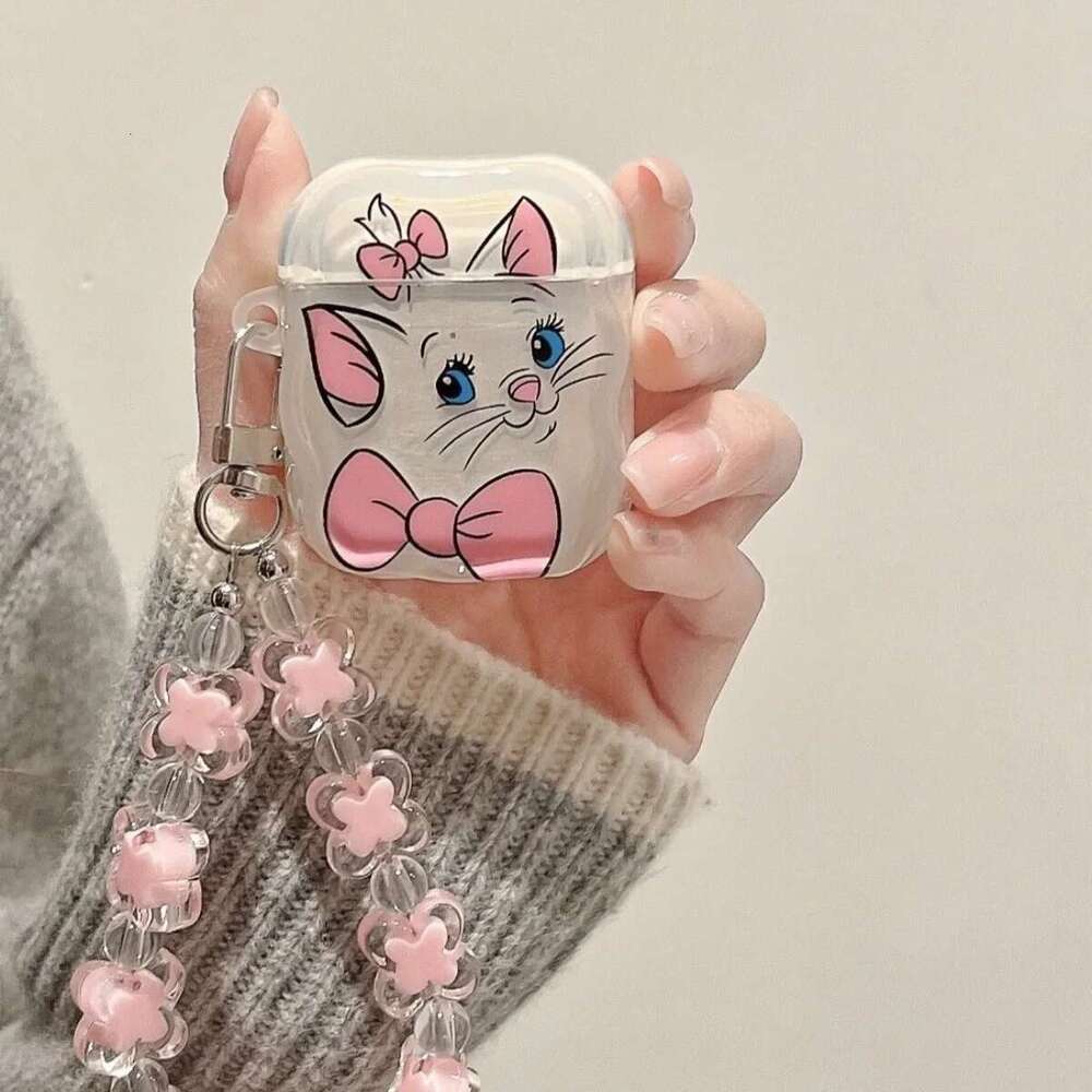 Cute Cat Headphone For Apple 1 2 3 Pro Wireless Bluetooth Cartoon Earphone Case for 4 with Keyring
