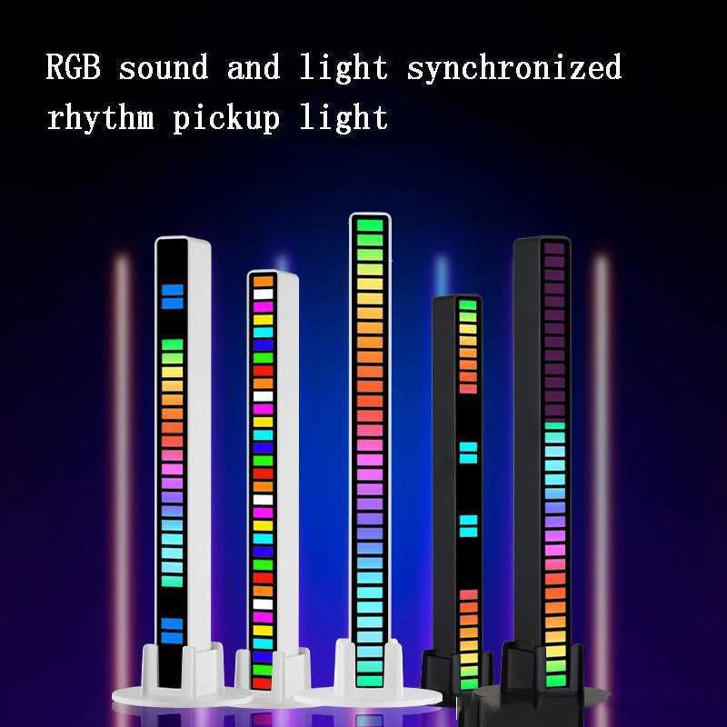 32 LED Charge RGB Light Bar Sound Activated Music Pickup Voice Lights Ambient Lamp Aesthetic Game Room Decor XJ250710
