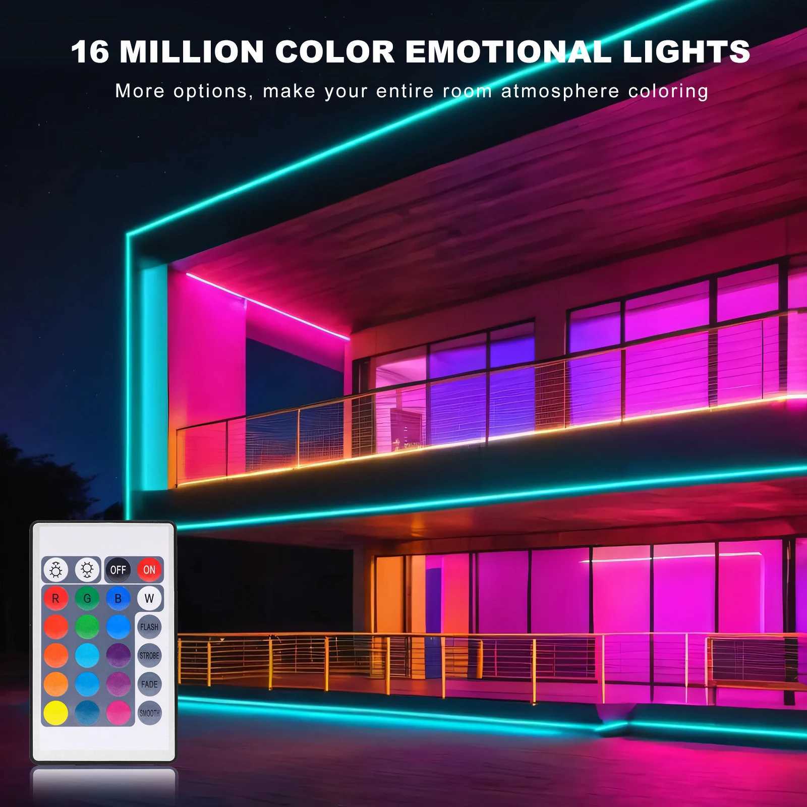 5V USB RGB LED Neon Strip Lights With Remote Control 1M 2M 3M 5M Flexible Silicone Ribbon Adhesive Tape For Outdoor Home Decor XJ250710