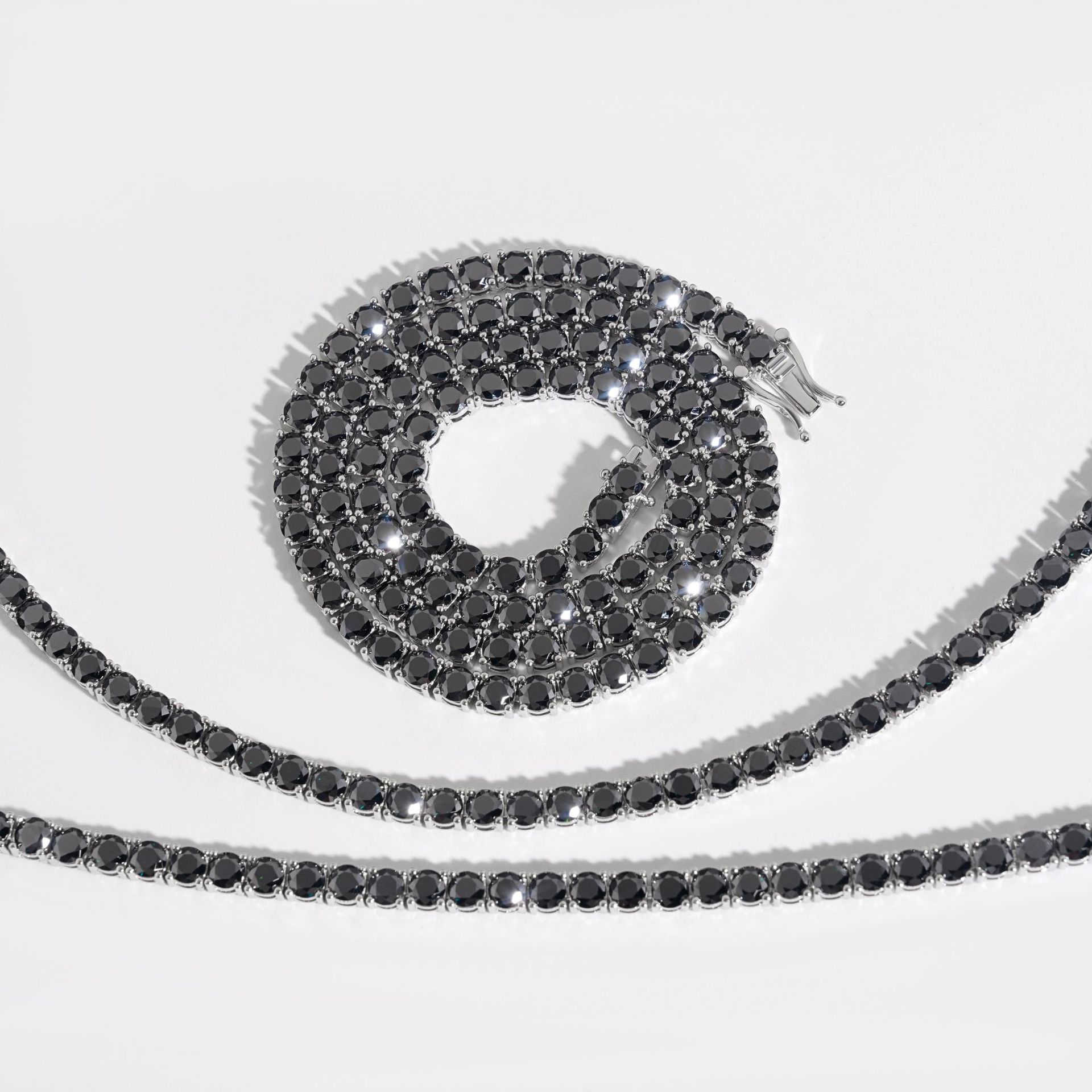 Hot Sale 4mm Black Moissanite Diamond Tennis Necklace VVS 925 Silver Hip Hop Iced Out Tennis Chain