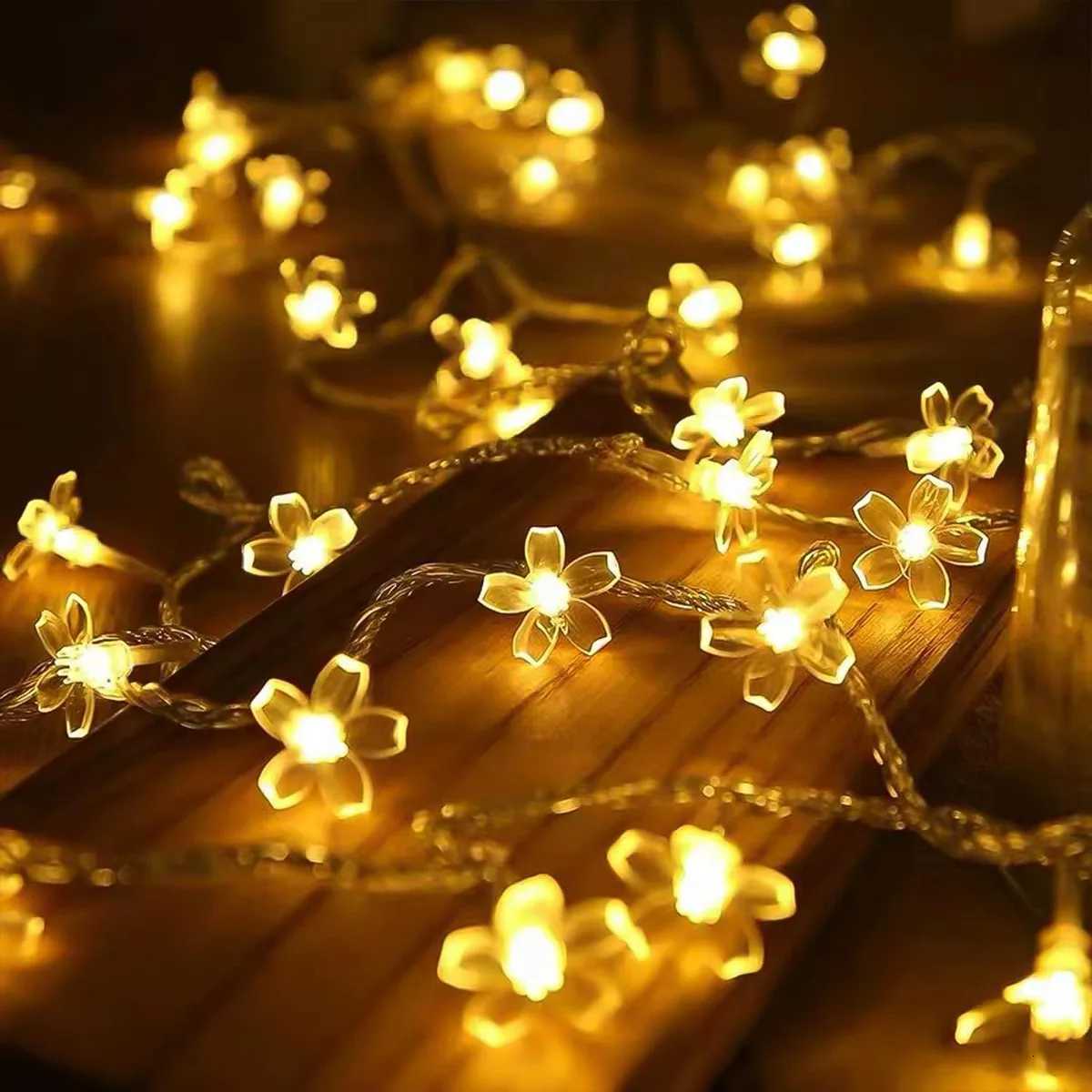 1PC Flower Fairy Lights Battery Operated String Lights Waterproof 10/20/30/40 LED Cherry Blossom Lights For Party Wedding Decor XJ250710