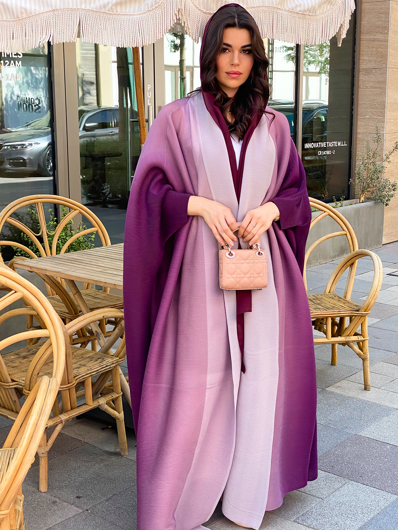 Women's Outerwear & Coats Middle Eastern gradient printed pleated robe Coats