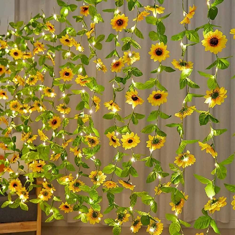 100/50/20LED Solar String Light Artificial Leaf Garland Birthday Decoration Outdoor Room Curtain Lamp for Wedding Party Garden XJ250710
