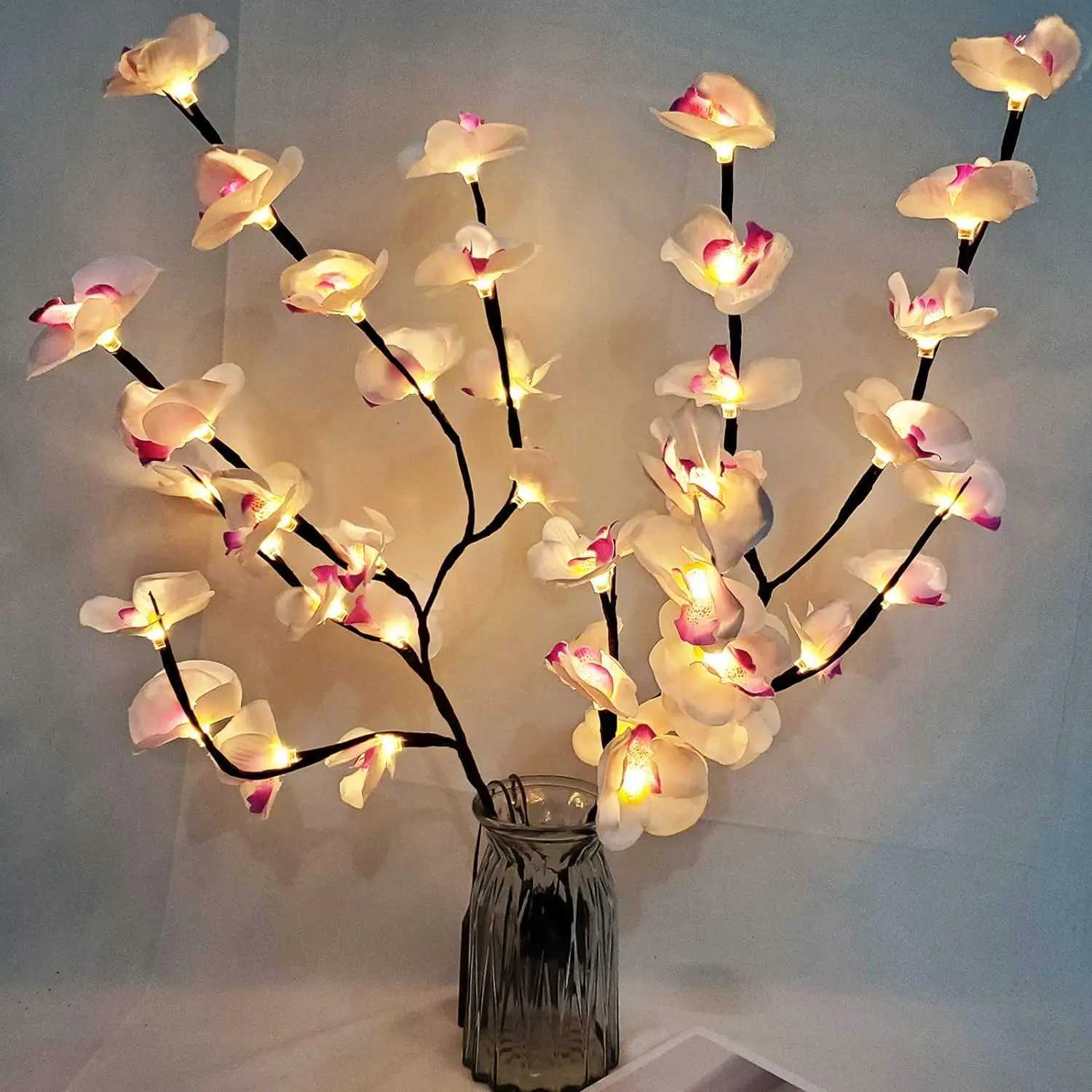 1 Pack White Purple Butterfly Orchid Tree Light LED Lights Battery Powered Tree Lamp Illuminated For Room Home Romantic Decoration XJ250710