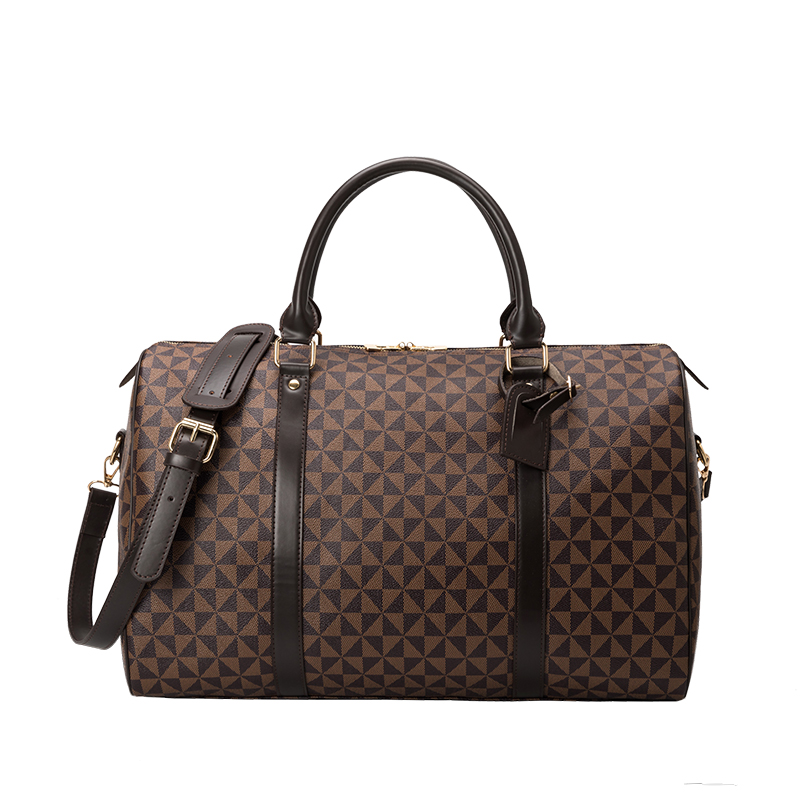 2025 new free shipping designer Geometric Patterned Duffel Bags with Top Handles Adjustable Strap and Luggage Tag Stylish and Functional for Travel