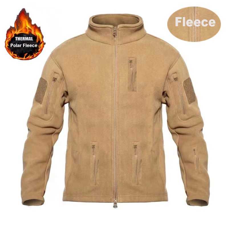 Mens Winter Polar Fleece Tactical Jackets Warm Outdoor Stand Collar Coat Multi-Pocket Casual Hiking Camping Trekking Climbing W250711
