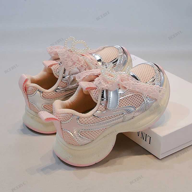 Baby Hot Sale Spring/Autumn Fashion Breathable Thick Sole Bow Beaded Sport Shoes Soft Walking Sports Casual Kid Vulcanized Shoes XJ250712