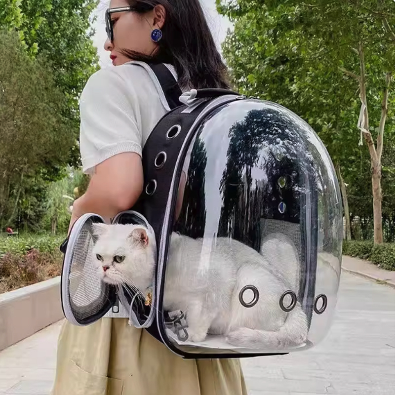 Beni Pet Breathable Transparent Shell Cat Backpack - Portable Double Shoulder Pet Carrier