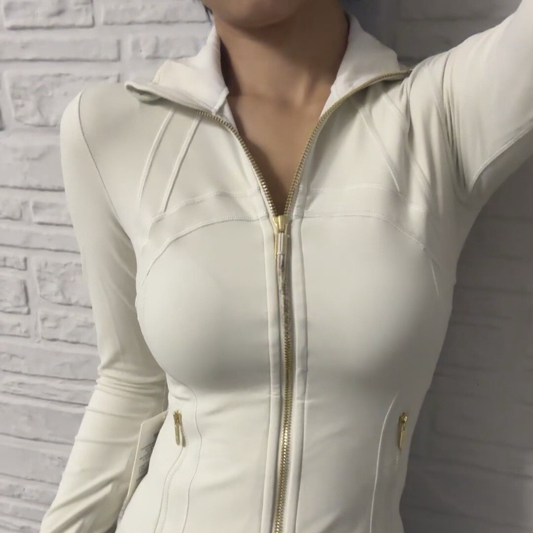 Women's Gold Zipper Series Yoga Jacket Breathable Sports Top Long Sleeve Fitness Coat