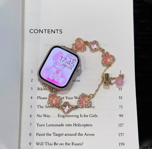 Suitable for strap watch with lucky clover flower SE bracelet type summer metal chain watch women's summer bracelet 250712