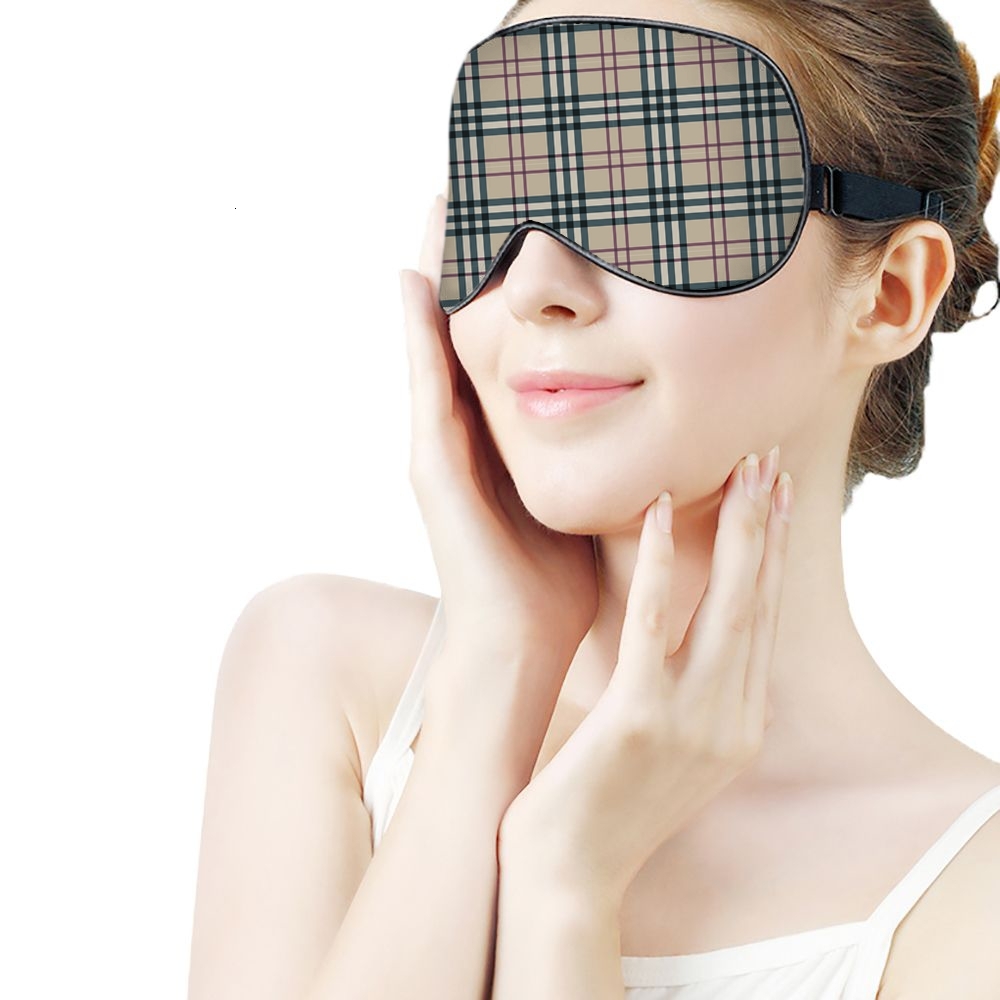 ddmythur sleep eye mask plaid and line pattern