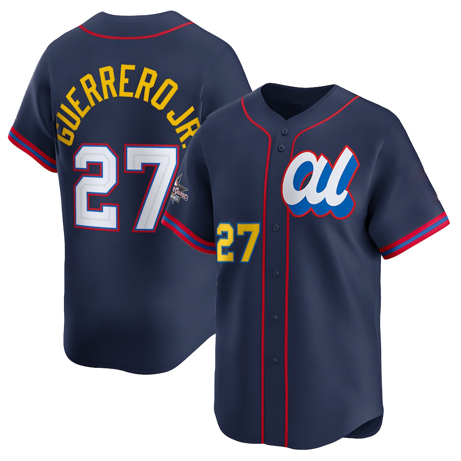 27 Vladimir Guerrero Jr 2025 All-Star Baseball Jerseys 99 Aaron Judge 7 Bobby Witt Jr Alex Bregman Max Fried Yusei Kikuchi Alejandro Kirk Randy Arozarena Hunter Brown