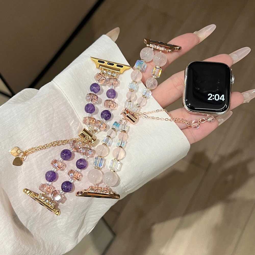 Band For ple tra Series 9 - 1 SE Bracelet Chain Hand Beading For Elegant Girl Gift 42/44/45/49mm And 38/40/41mm Str watchband Y250712