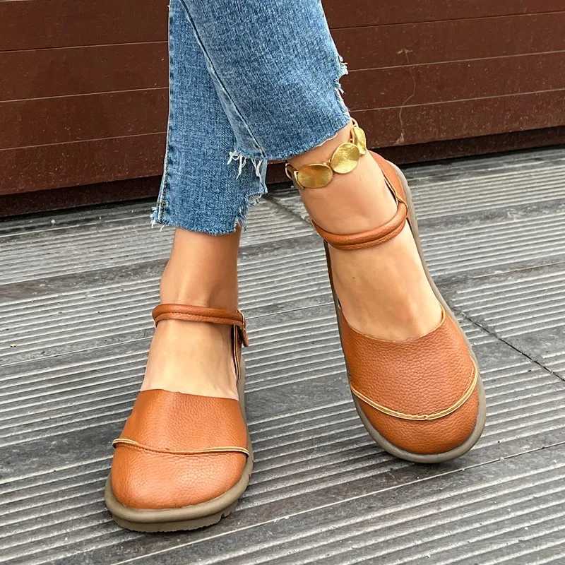 Handmade Genuine Leather Flat Shoes 2025 Summer New Fi Casual Versatile Soft Sole Womens Shoes for Outdoor Walking XJ250712