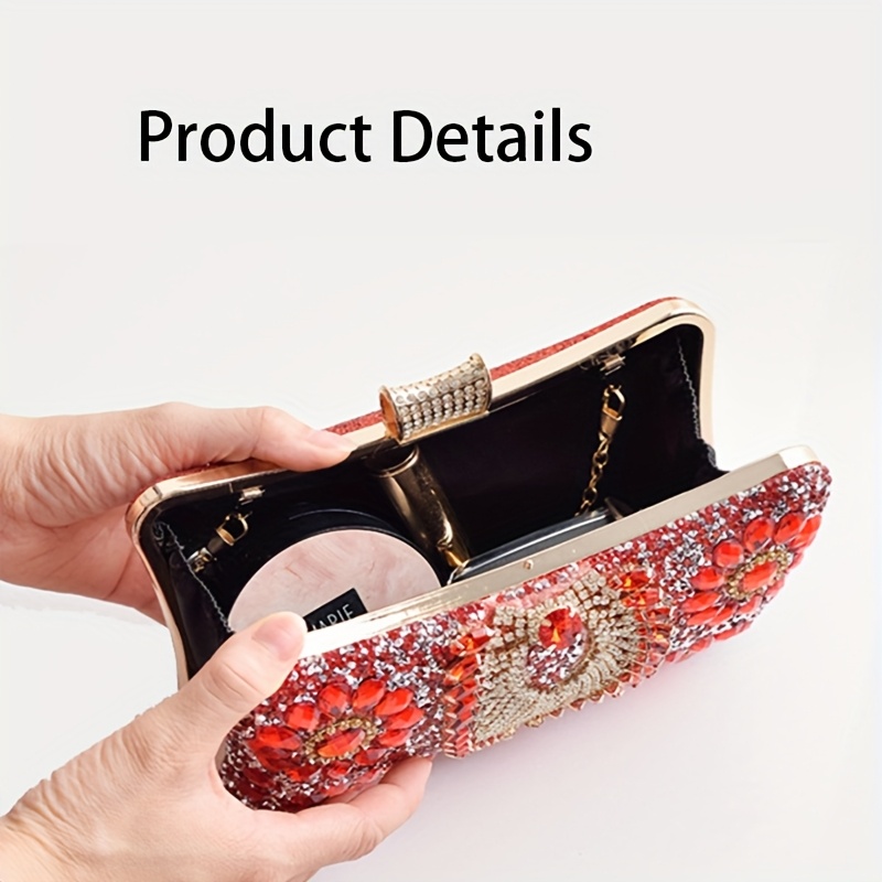 Women Rhinestone Evening Clutch Purses Diamond Handbag Weddings Formal Bag Party Sparkly Crystal Purse