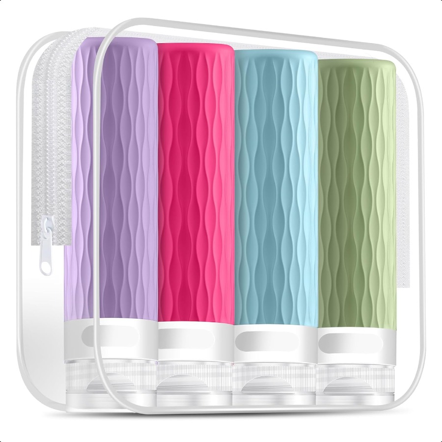 Travel Bottles for Toiletries TSA Approved 3.4oz Travel Size Containers BPA Free Leak Proof Silicone Traveling Bottles Refillab