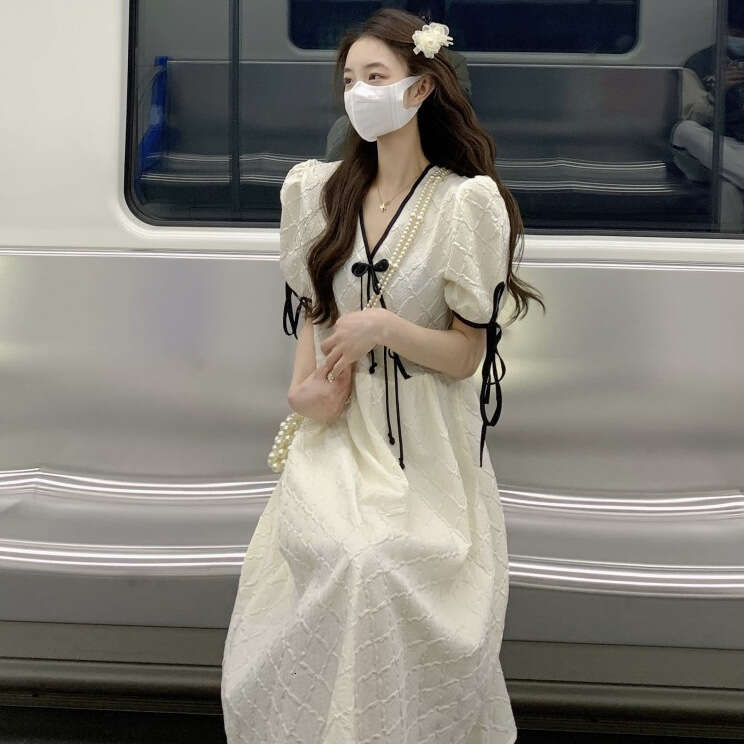 Summer New Design Sense Cheongsam Improved Hanfu Women's Clothing Plus Size Waist Slimming Bowknot Dress For Women B5