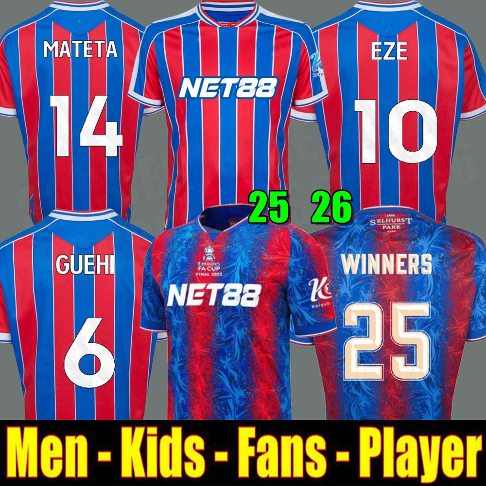 2024 2025 Crystals Soccer jersey DOUCOURE OLISE 26 Crystal EZE MATETA EDOUARD JAYEW Top fan kids kit player version Size S-4XL football shirt PalaceS WINNERS 25