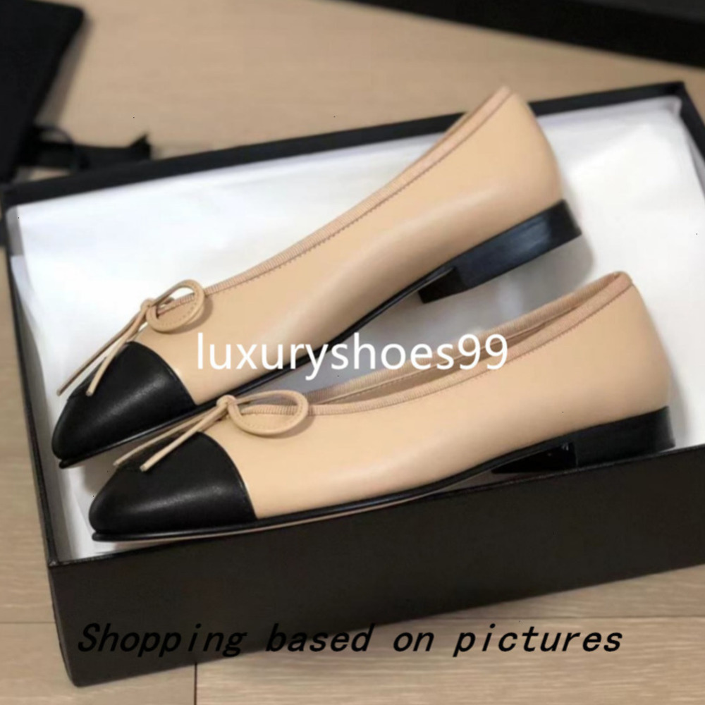 Chaussures de créateurs Paris Designer Black Ballet Flats Chaussures Femmes Quilted Great Cuir Slip on Ballerina Luxury Round Toe Dames Dames Sho