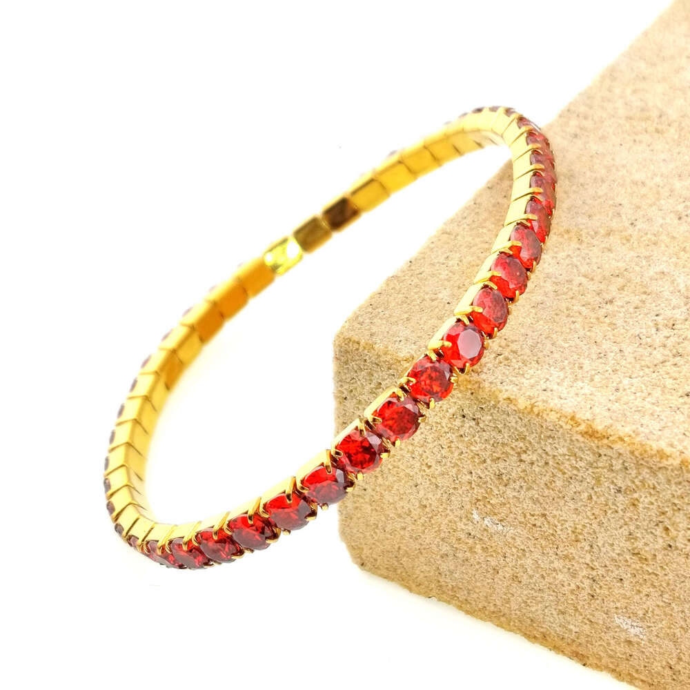New Luxury Jewelry Designer Bracelet Full Diamond Titanium Steel Zircon Tennis Bracelet Men Women High End Elastic Tennis Chain Single Row Daily Stack