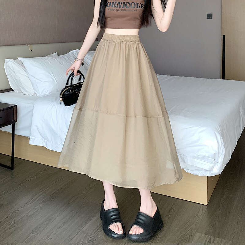 Summer White Slimming High-End Mesh Unique Design A-Line Petite Half Skirt Women's Fashion B5
