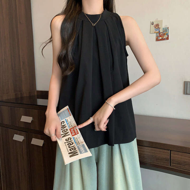 Plus Size Outerwear Halter Neck Camisole Women New Style Slimming Belly Covering Loose Sleeveless Top For Summer B5