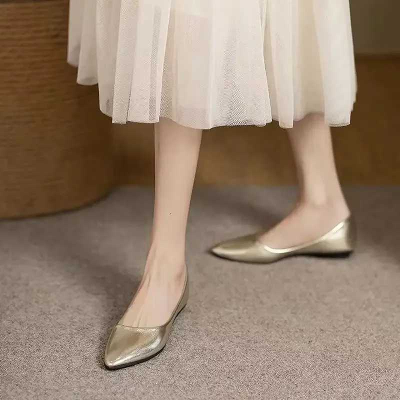 Low Heel Elegant Slip- Womens Flat Shoes Leather Casual Sexy Stripper Y2k Sale Young Chic Social Offer 39 N Ladies Footwear XJ250712