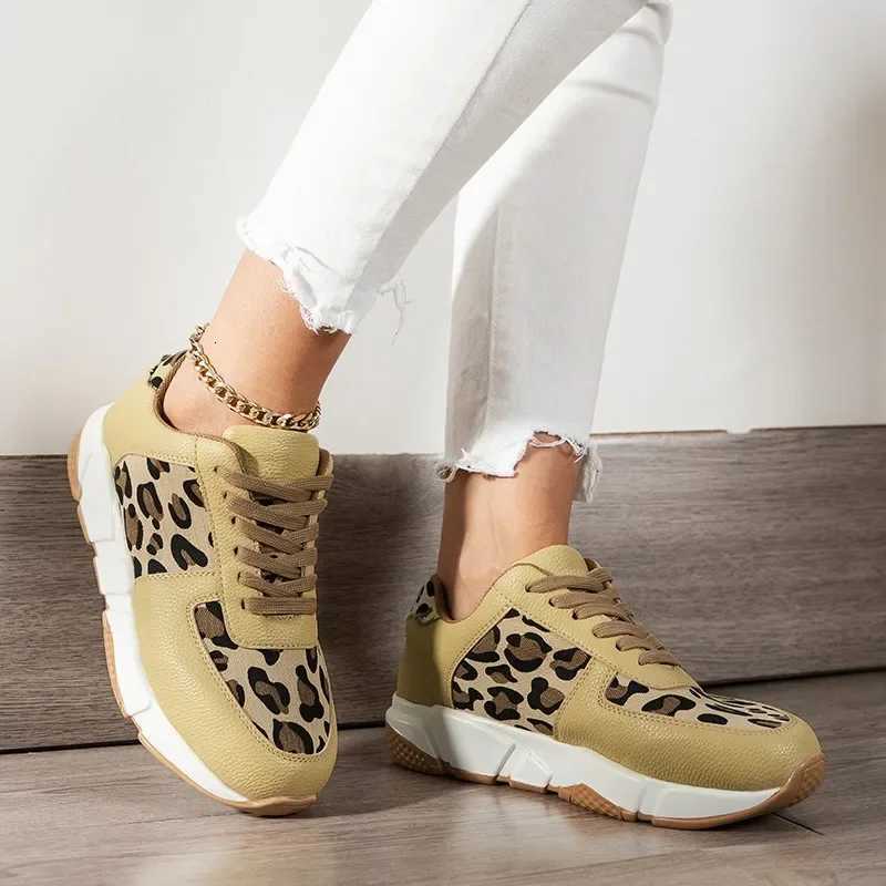 2025 Spring Womens Ankle Shoes Casual Leopard Shoes for Women Platform Ladies Sneakers Low Top Lace Up Womens Tennis Shoes XJ250712